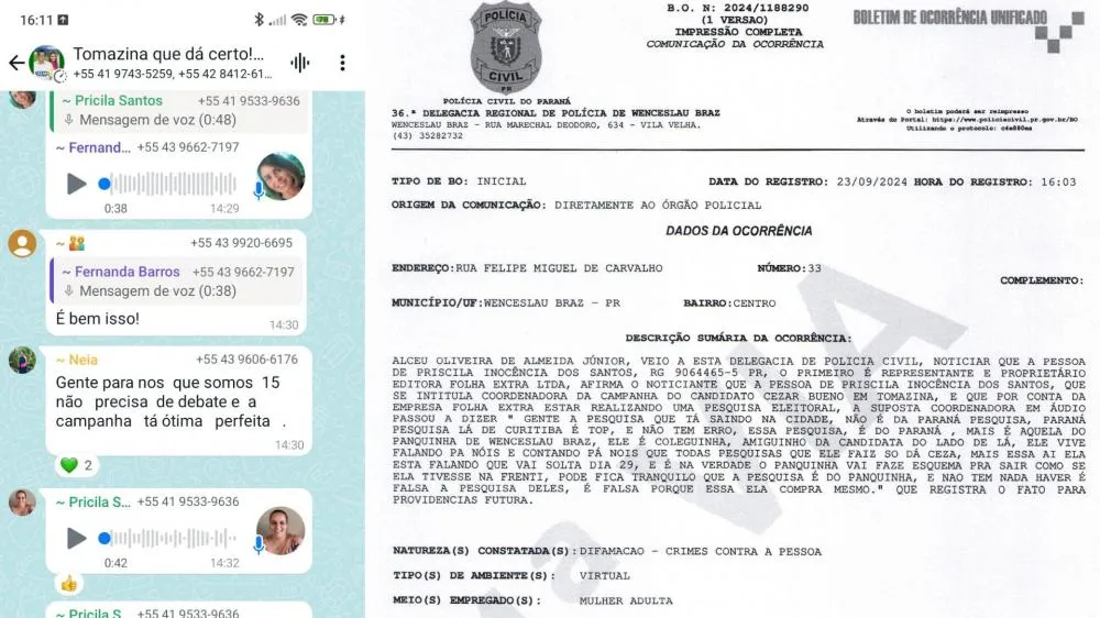 Diante disso, a Folha Extra, através da Delegacia de Polícia Civil de Wenceslau Braz, registrou o devido boletim de ocorrência (B.O. nº 2024/1188290).