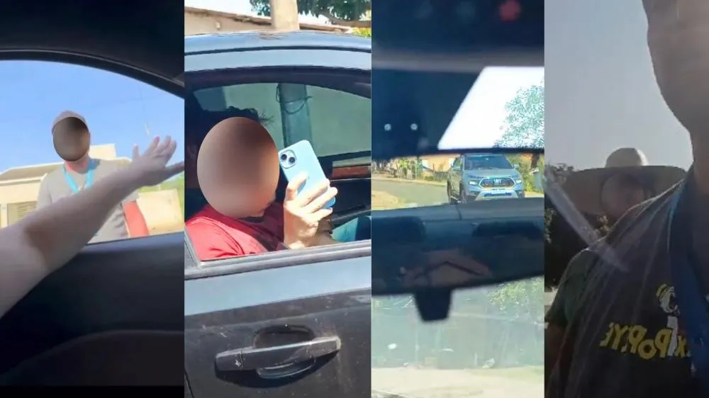 Conforme apuração, durante a coleta de dados na última semana, os profissionais foram seguidos e abordados de forma agressiva por apoiadores de um dos candidatos, incluindo perseguição por veículos com adesivos com o número 55. Foto reprodução de vídeos
