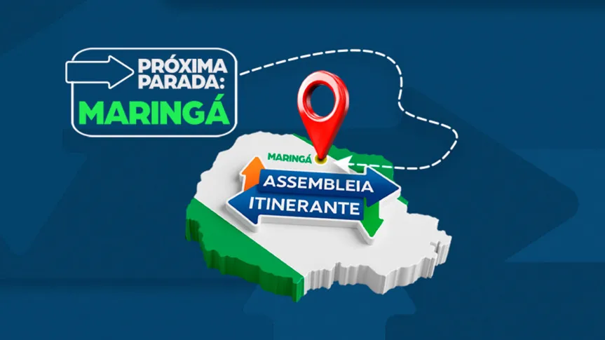 A Assembleia Itinerante realiza nesta quinta-feira (15), a partir das 18h, sua 22ª sessão especial durante a 51ª Expoingá, em Maringá. Créditos: Arte: Rafael Guareski