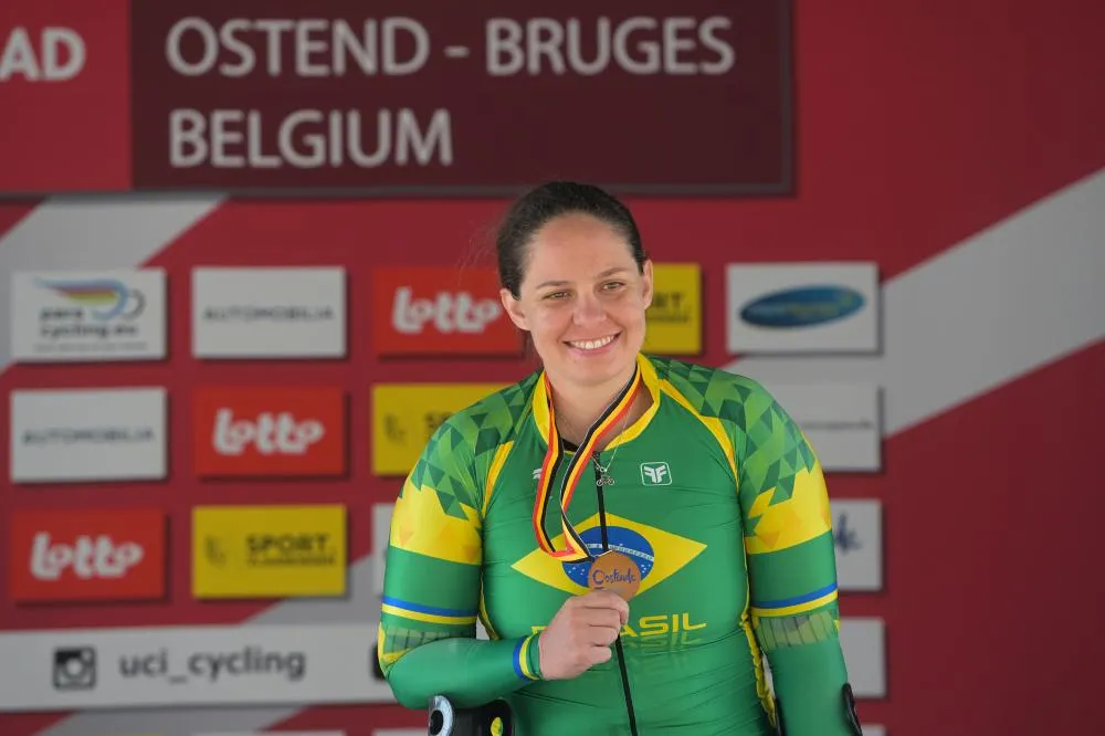 Victoria Barbosa, atual campeã geral da Copa do Mundo de Paraciclismo. Foto: Jean Baptiste Benevent/Arquivo pessoal
