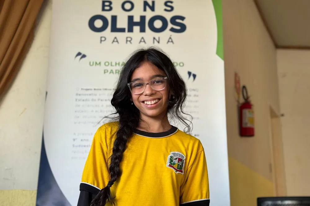 Estudante de Japira, no Norte Pioneiro, contemplada pelo programa. Foto: SEDEF-PR