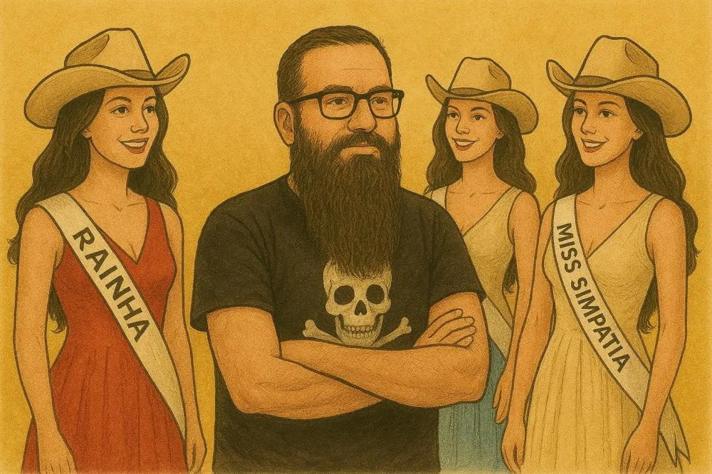 E aqui estou eu: um metaleiro em meio a um rodeio, cercado de rainhas, princesas, sonhos e risos. Foto: Flávio Mello