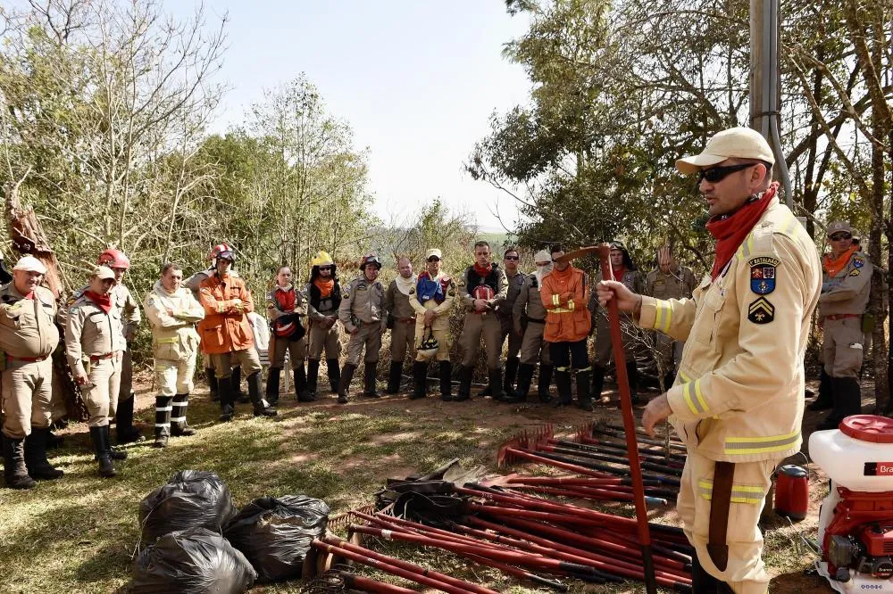 A ação envolveu cerca de 70 profissionais do Instituto Água e Terra (IAT) e do Corpo de Bombeiros do Paraná e abrangeu uma área de 27 hectares. Fotos Denis Ferreira Netto/SEDEST-PR