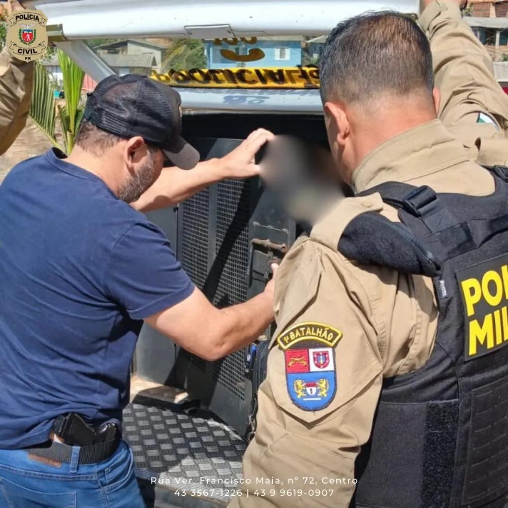  Para tentar dificultar sua captura, o suspeito estava escondido na residência de um parente, morador do município. Foto: PCPR