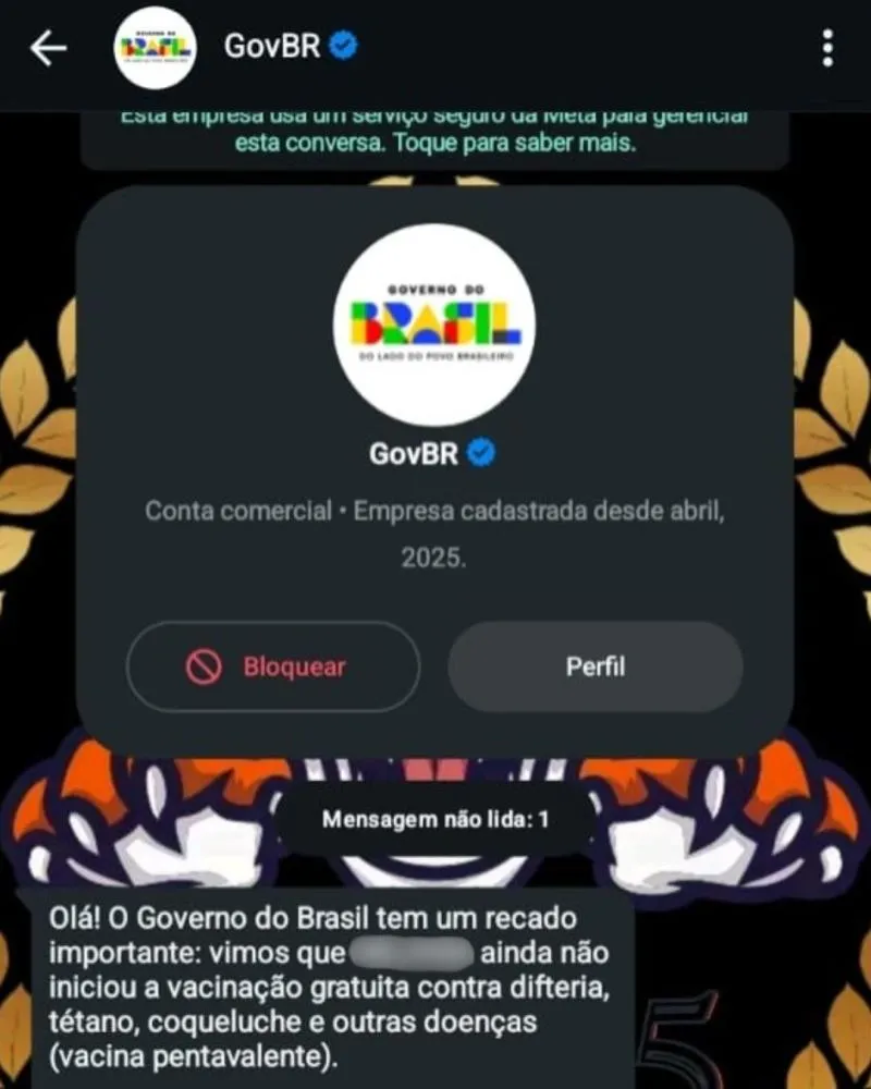 Mensagem enviada por golpistas para moradores de Jaboti. Foto: Divulgação