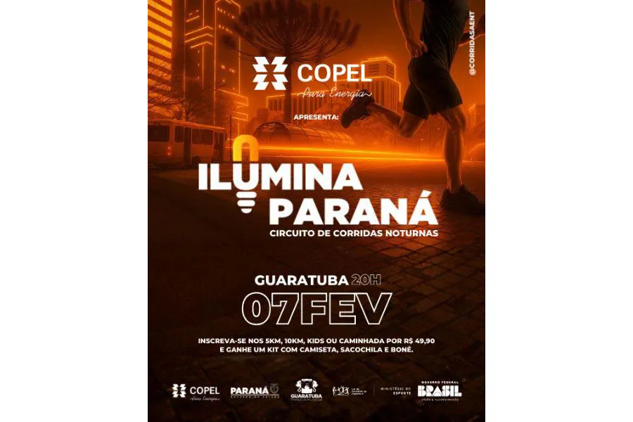 O Circuito de Corridas Noturnas Ilumina Paraná estreia no dia 7 de fevereiro, em Guaratuba. Foto: Copel