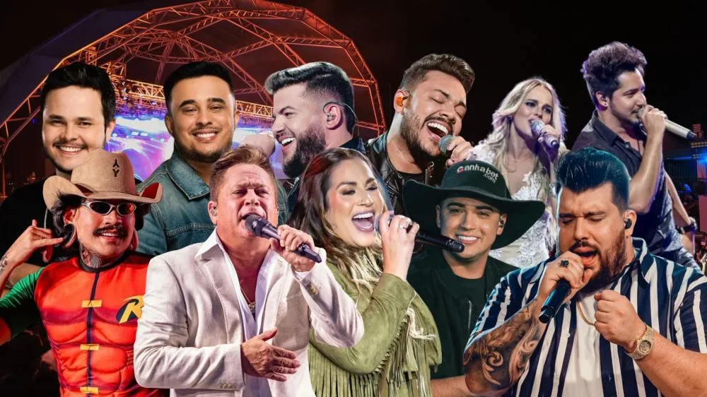 Veja quem são os cantores da 16ª Festa do Peão e Boiadeiro de Sengés. Arte: Folha Extra