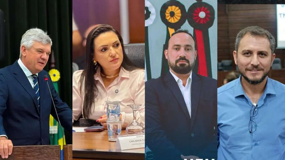 Prefeitos Juca Sloboda (Jaguariaíva), Elisangela Pedroso (Carambeí), Henrique Carneiro (Piraí do Sul) e Douglas Modesto (Ipiranga). Foto: Divulgação