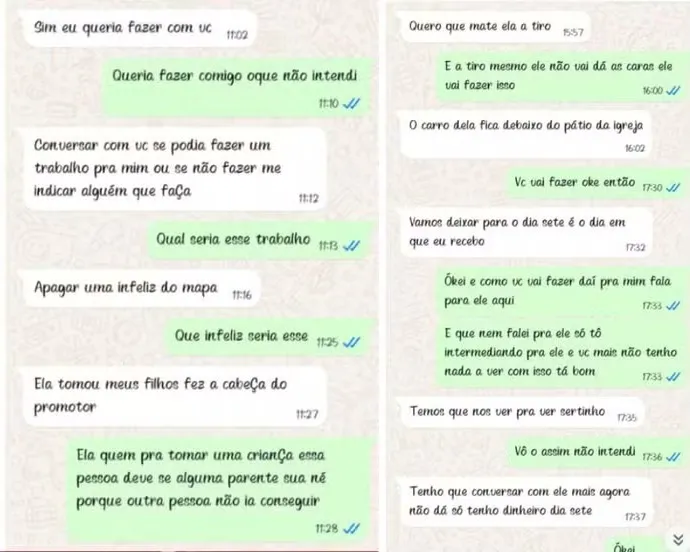 Print da conversa entre a mulher e o intermediário. Foto: Reprodução/G1 Paraná