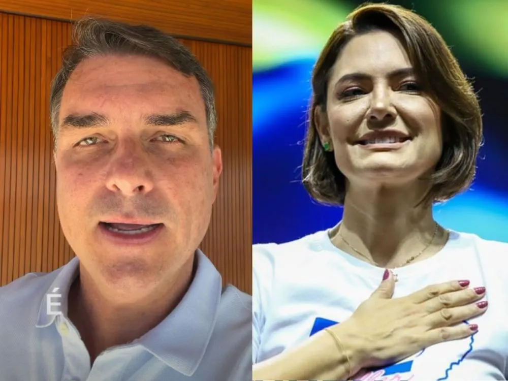 Flávio e Michelle ensaiam reaproximação após conflito público na família Bolsonaro. (Reprodução/@flaviobolsonaro | michellebolsonaro)