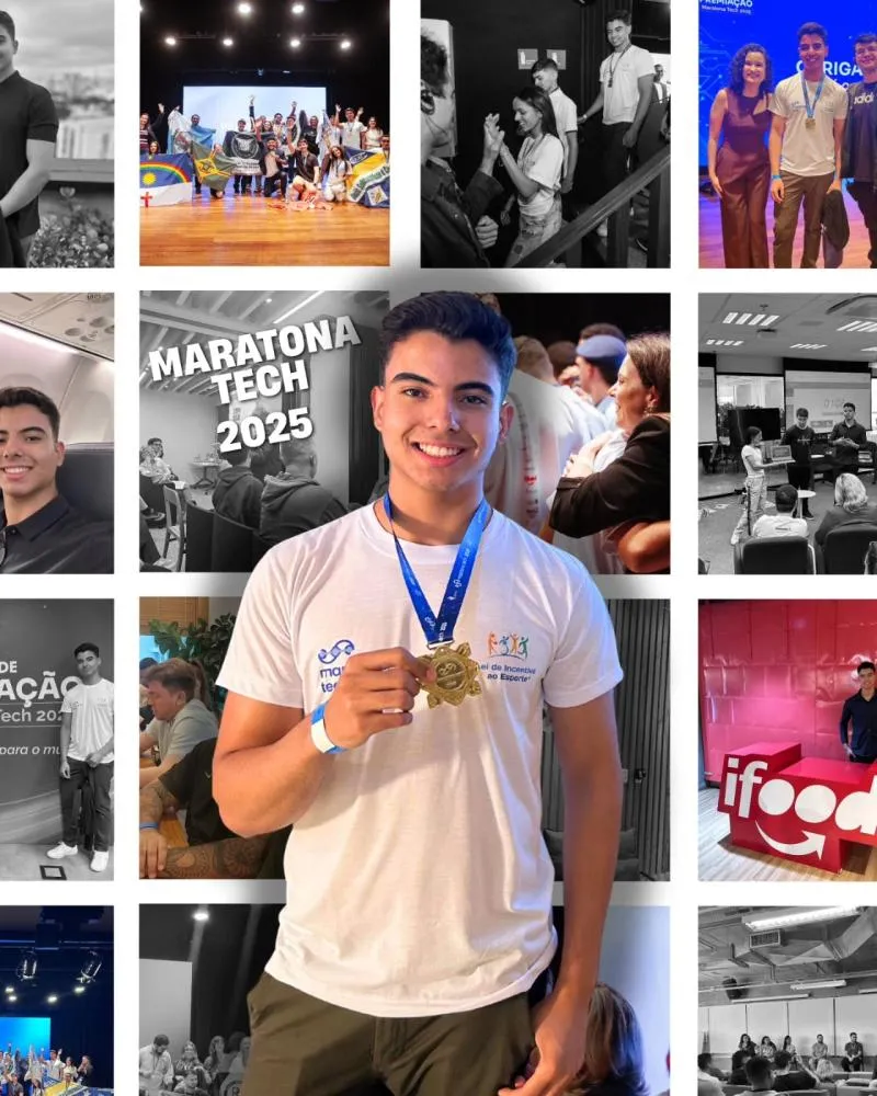 Rafael conquistou a medalha de ouro na Maratona Tech, considerada a maior competição de tecnologia entre escolas do Brasil. Foto: Redes Sociais