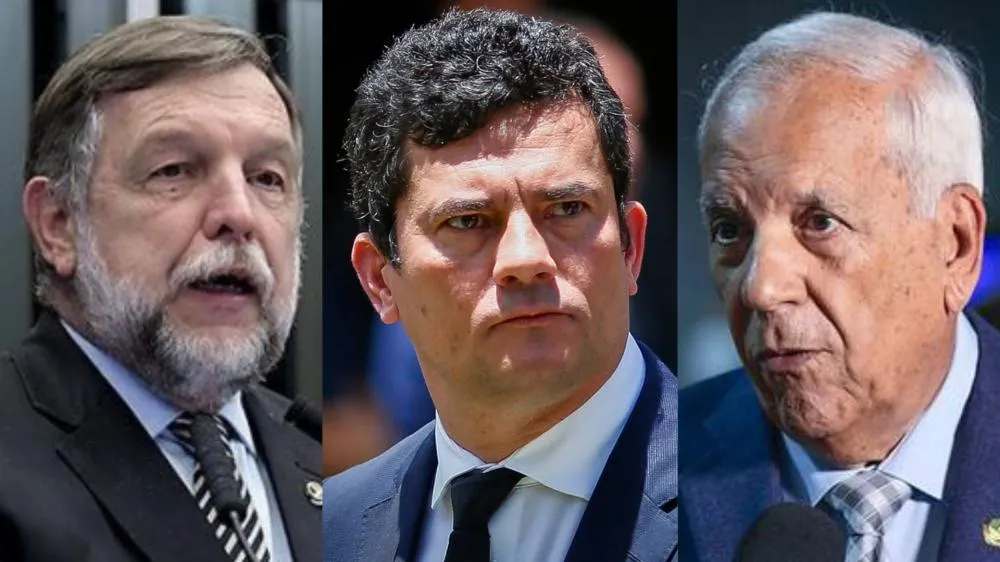 Flávio Arns (PSB) e Oriovisto Guimarães (PSDB) não vão buscar a reeleição, e Sergio Moro tenta se eleger governador. Foto: Divulgação
