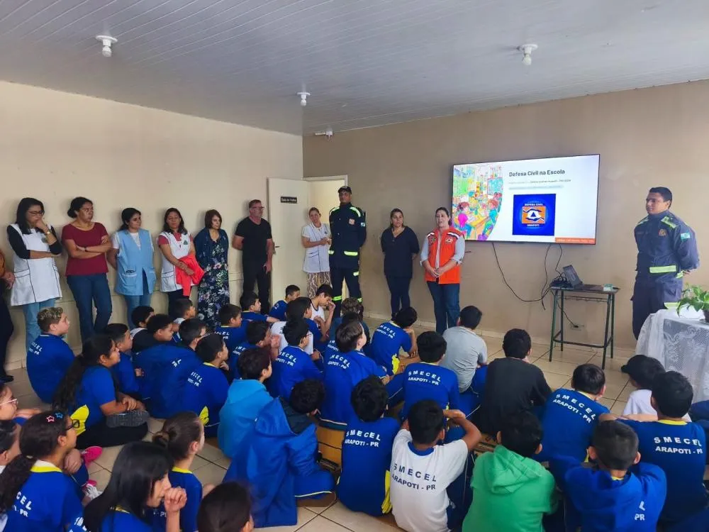 Defesa Civil de Arapoti promove palestras sobre prevenção de riscos e desastres nas escolas