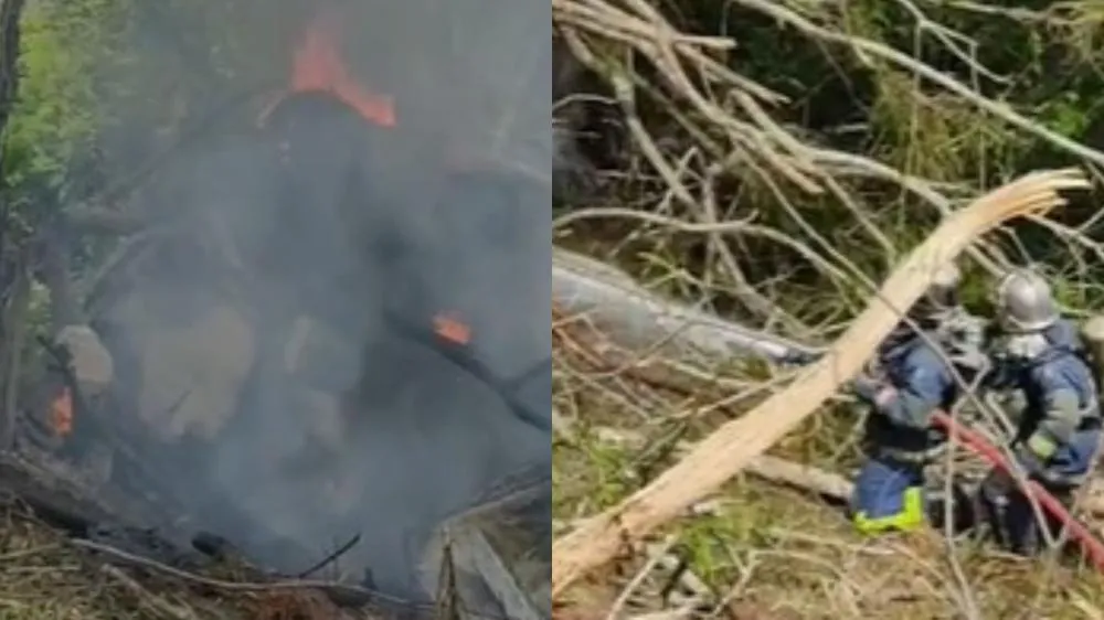 Carreta carregada com óleo vegetal tomba e pega fogo na PR-153, nos Campos Gerais