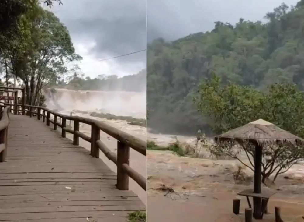 Salto Cavalcanti impressiona com força das águas após fortes chuvas em Tomazina